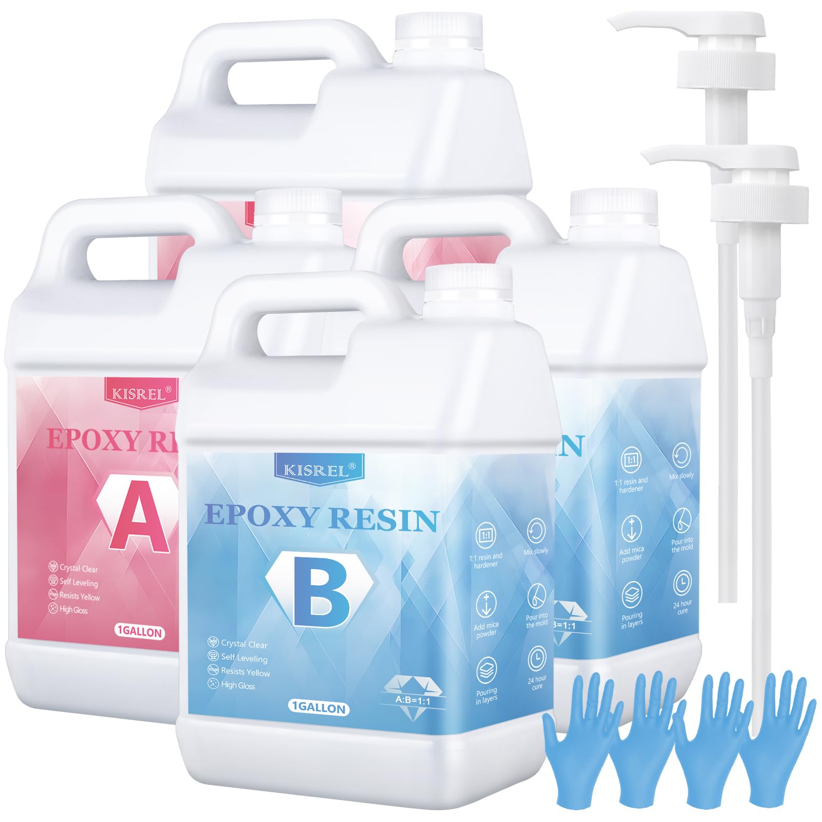 KISREL Epoxy Resin 4Gallon, Epoxy Resin Kit, No Yellowing No Bubble Art Resins for Art Crafts,DIY Jewelry Making, Wood & Resins Molds