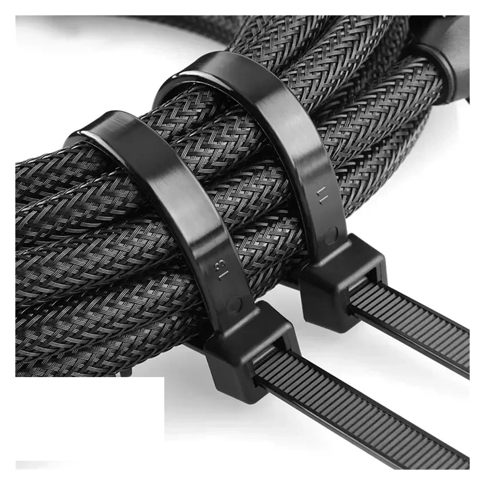 La Sujeción De Cables Negra De La Atadura De Cables De Nylon Plástica(8x400mm)