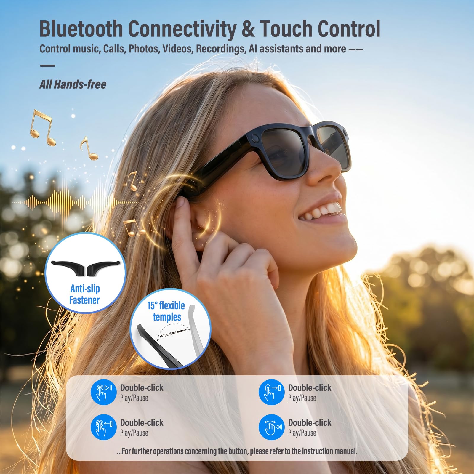 LIROPAU AI Smart Glasses con fotocamera da 8 MP, occhiali intelligenti