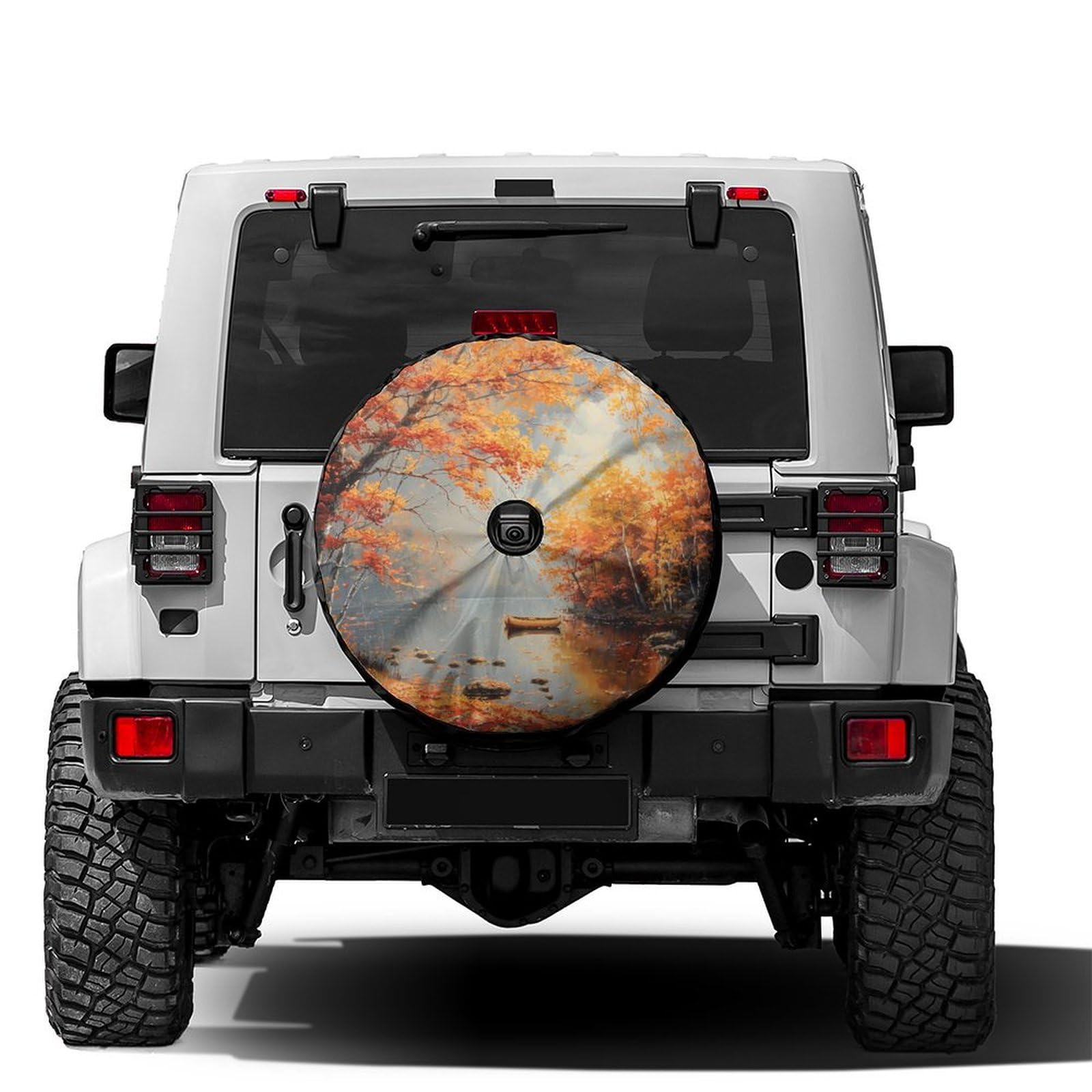 Dujiea Autumn Scenery Spare Tire Cover with Backup Camera Hole, Universal Wheel Tire Cover Tire Protectors for Trailer RV Van SUV Truck Camper and Many Vehicle 17inch