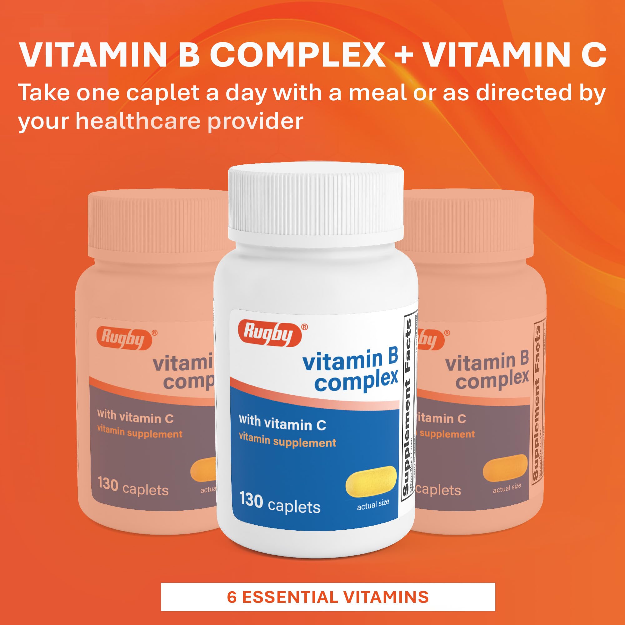 Rugby Vitamin B Complex with Vitamin C, Gluten-Free, 130 Caplets — Amazon image 3