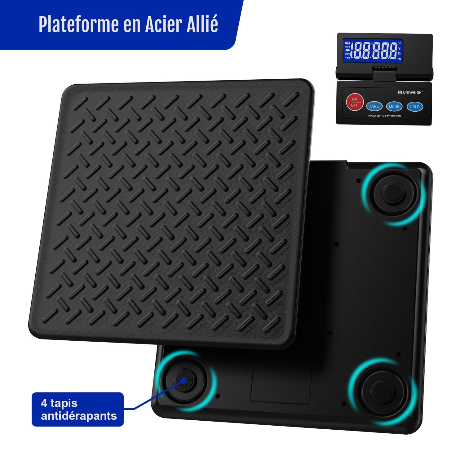 Balance postale numérique sans fil UNIWEIGH 200 kg précision 10 g écran LCD