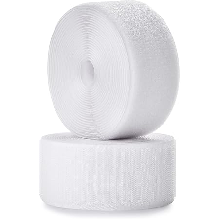 2 Inch x 15 Feet Sew On Hook and Loop Tape, Non-Adhesive Back Heavy Duty Nylon Strips Fabric Fastener, Non-Adhesive Interlocking Tape, Suitalbe for Home School Office, Car and DIY Crafting, White
