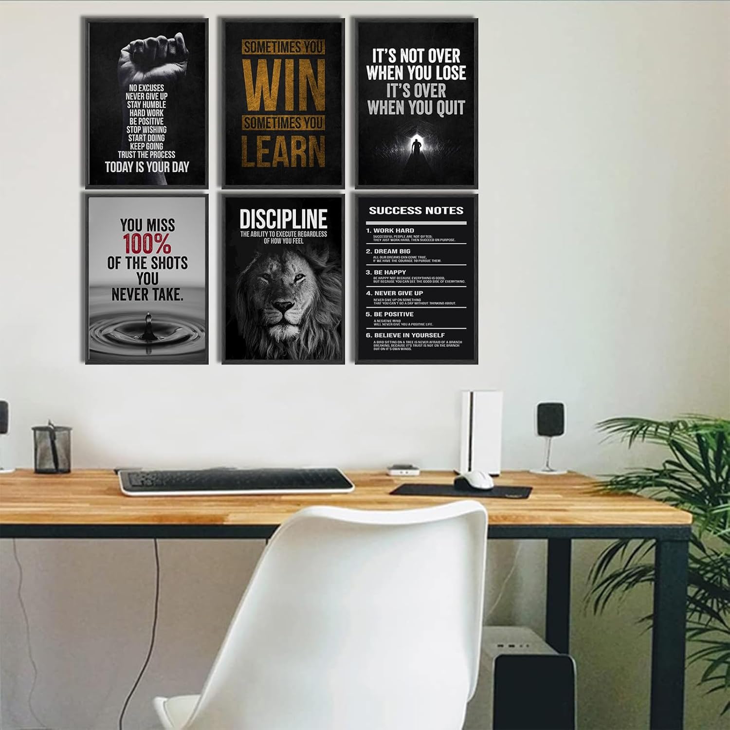 6 Pcs Motivational wall art Inspirational Entrepreneur Success Quotes Canvas Picture Print Artwork Office Lion Poster for Teens Adults Classroom Home Living Room Gym Wall Decor Unframed 8 x 10 Inch - Image 4