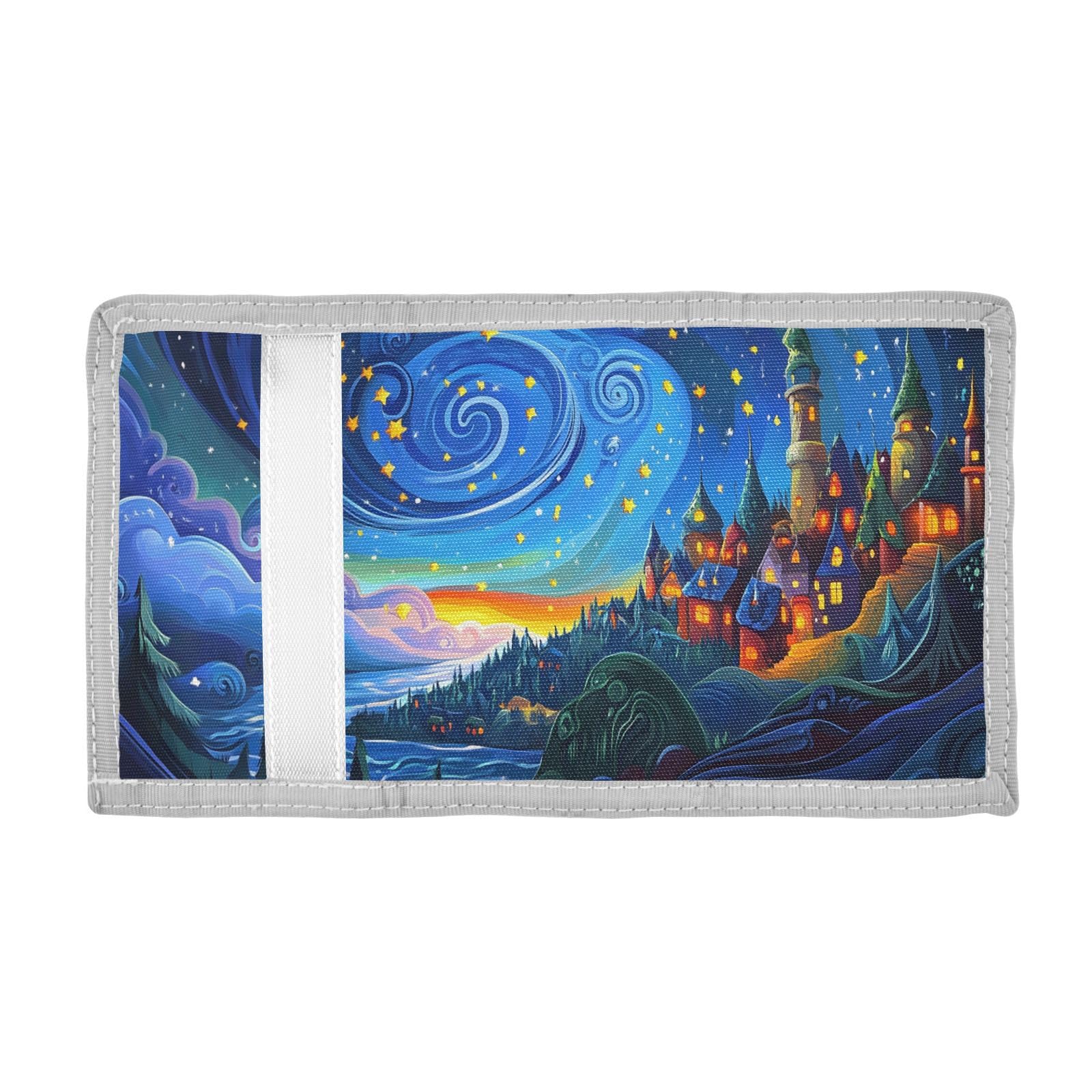 FOLIOSA Kids Wallet for Boys Girls Fairy Landscape Print Youth Wallet with Zipper Pocket Card Holders, Novelty Wallet 4.9×2.9 in