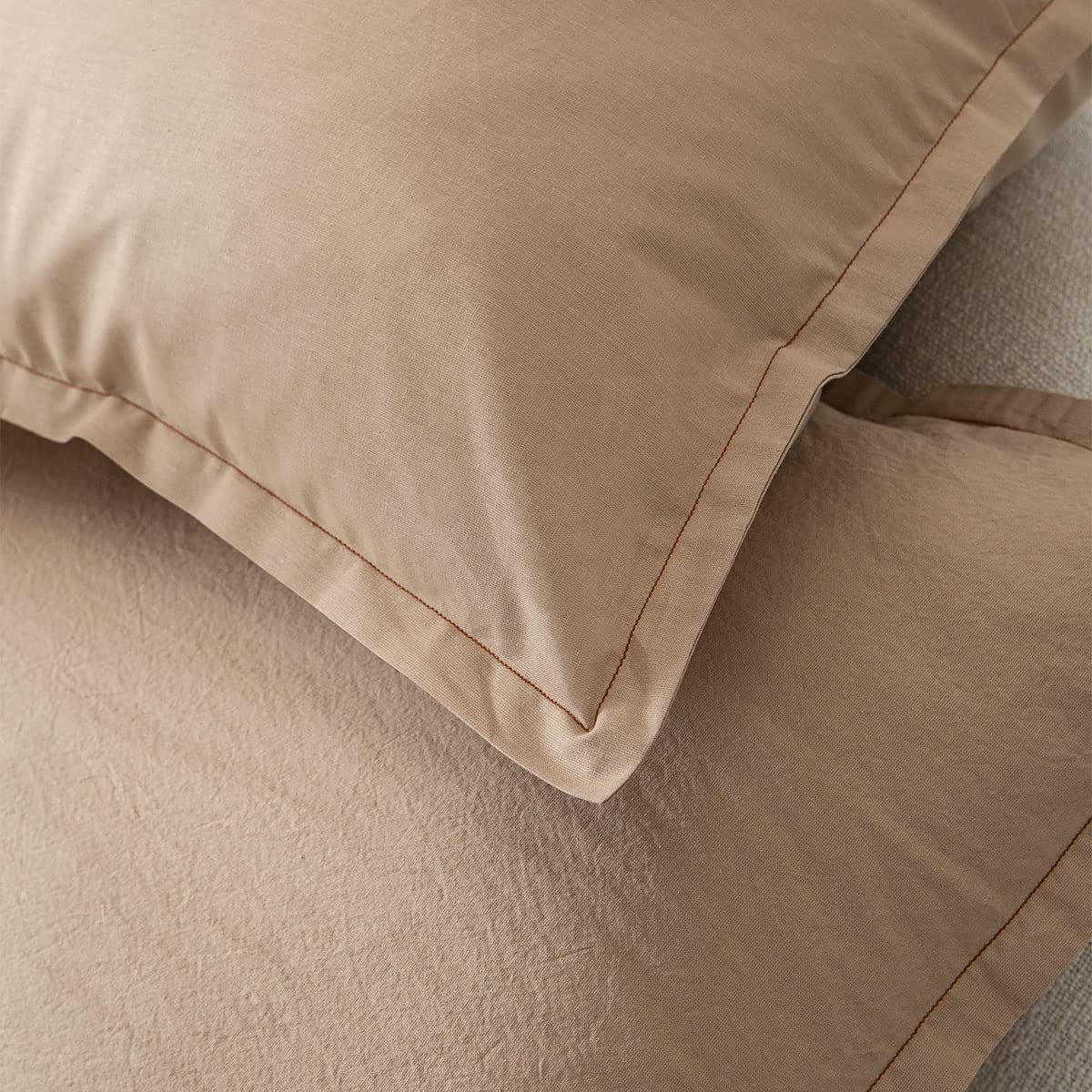 Plain Cotton Flat Sheet, Very Soft, Made in France, 180 x 290 cm, Essix, Sand, 240 x 300 cm - Image 3