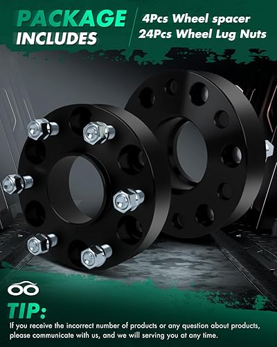Miniatura 2 de SCITOO 4 espaciadores de rueda de 1.5 pulgadas, 6 x 5.5, 3.063 in, pernos de 14 x 1.5 y 6 lengüetas, adaptadores de espaciadores de rueda aptos para