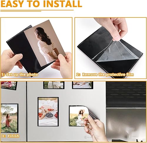 Miniatura 4 de Mingting 10 portarretratos magnéticos de 5 x 7 pulgadas para refrigerador, imanes reutilizables, fundas de fotos para nevera, taquilla, gabinete de