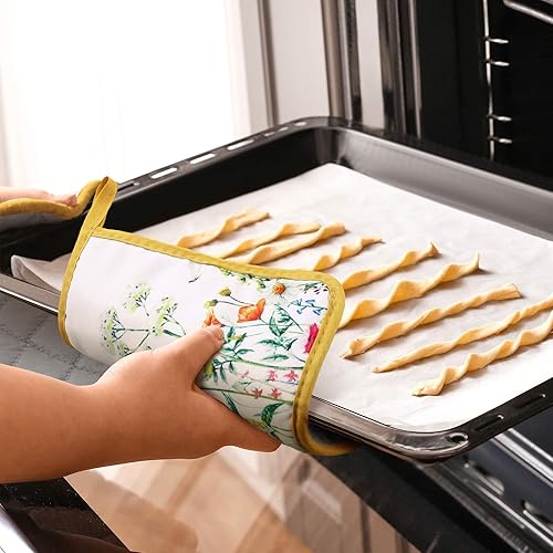 Miniatura 3 de Bencailor 12 soportes para ollas con bolsillo para cocina, guantes calientes para horno, bolsa de galletas, guantes de horno para cocina, regalo,