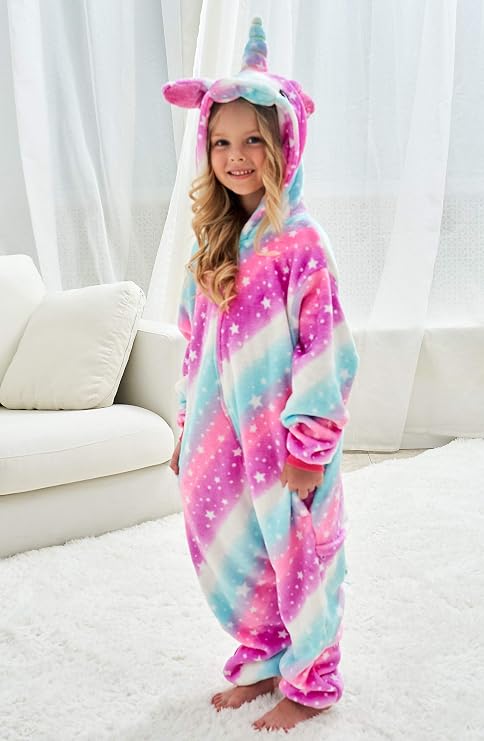 CHETOSHO Unicorn Hooded Onesie Girls Halloween One Piece Kids Costume