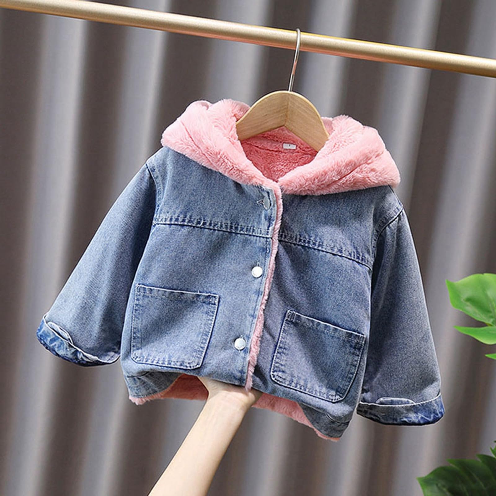 Generisch Chaqueta vaquera para niña, ropa gruesa para niños, cálida y bonita, chaqueta de otoño, chaqueta de invierno, ropa de Navidad