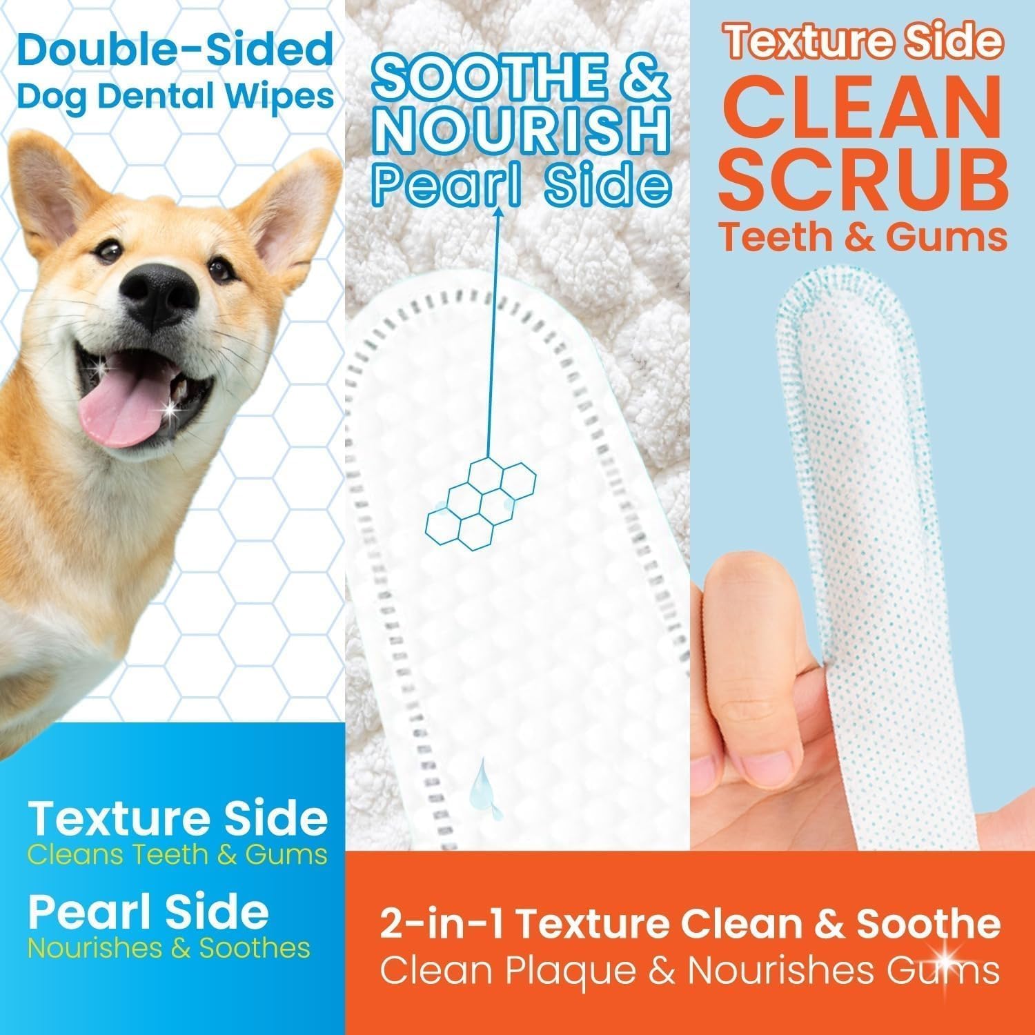 FPN Pet Dog teeth cleaning Finger Wipe – 50-Count Disposable Teeth & Gum Cleaning Dental Wipes for Dogs & Cats, Embossed Finger Pads for Plaque & Tartar Removal, Breath Freshening, No-Rinse Oral Care image 2