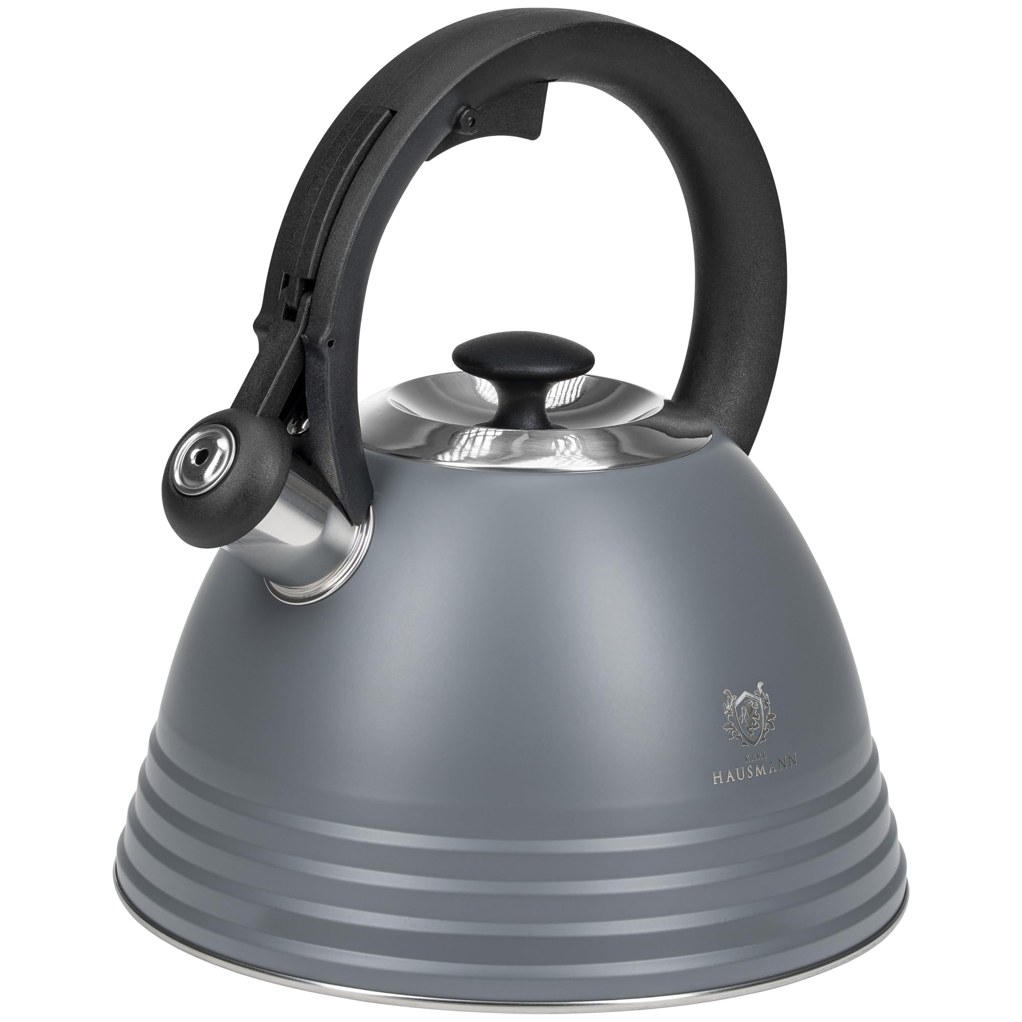 KARL HAUSMANN Bollitore Induzione 3L Acciaio Inox con Fischio - Grigio Teiera per Piano a Gas, Vetroceramica ed Elettrico - Bollitore Acqua Cucina con Coperchio
