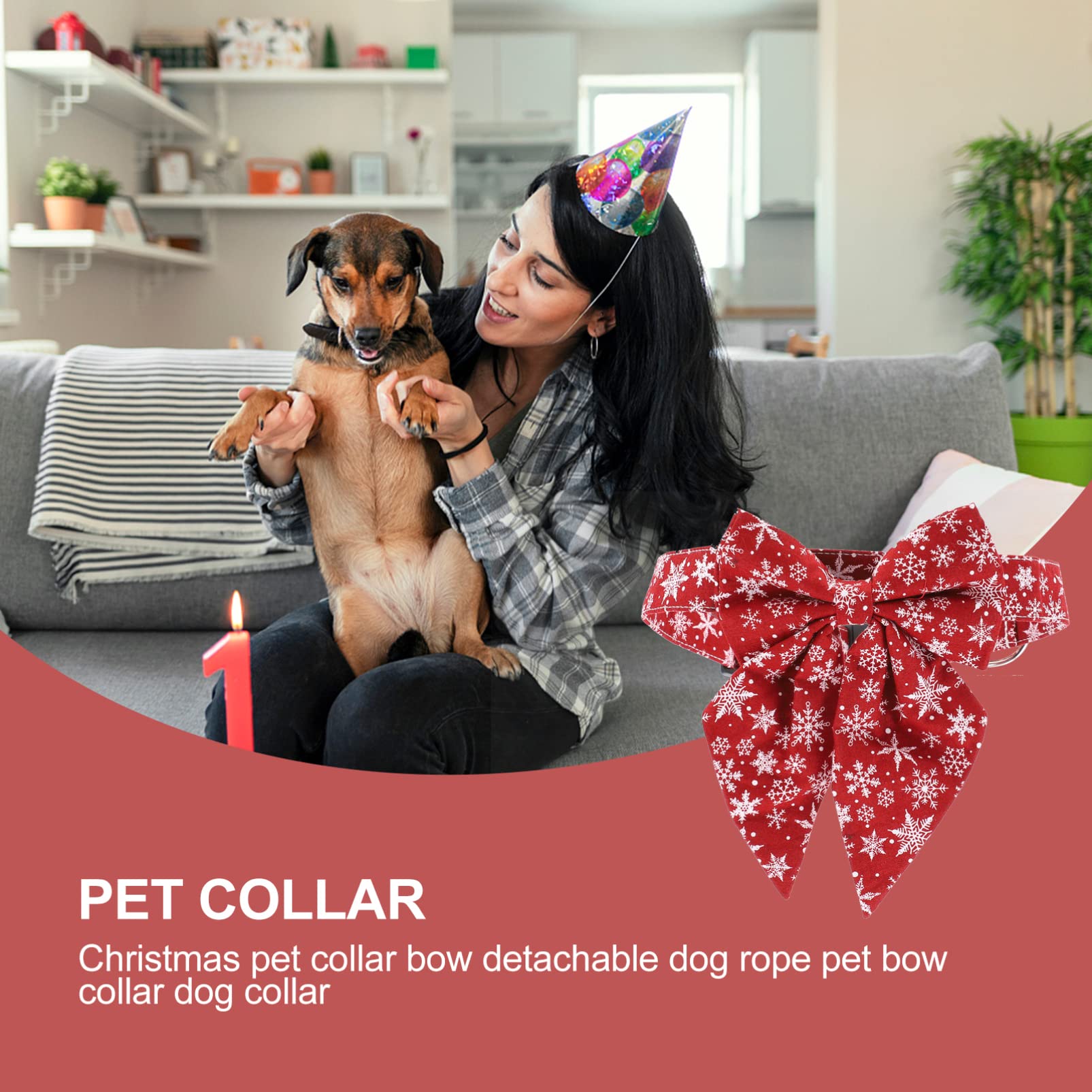 Mipcase 3stücke Weihnachts-hundehalsband Mit Abnehmbarem Fliegen-Design Dekoratives Halsband Für Haustiere Verstellbar Atmungsaktivem Baumwollmaterial Für Festliche Anlässe Und Partys