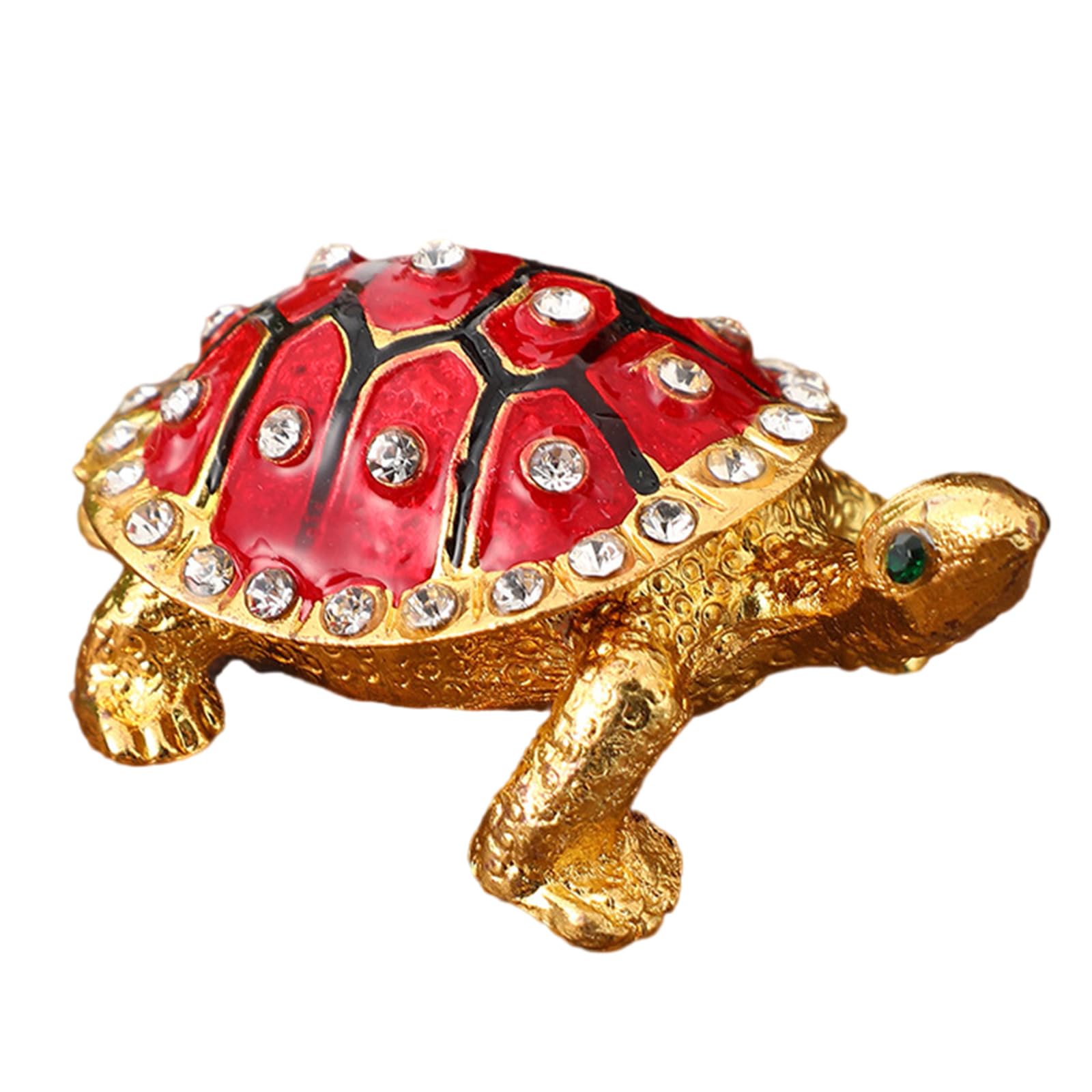 Mekalero Red Ornate Turtles Shape Metal Jewelry Case Decorative Homes Accent Storage Solution With Secure Closure Vintage Turtles Jewelry Box