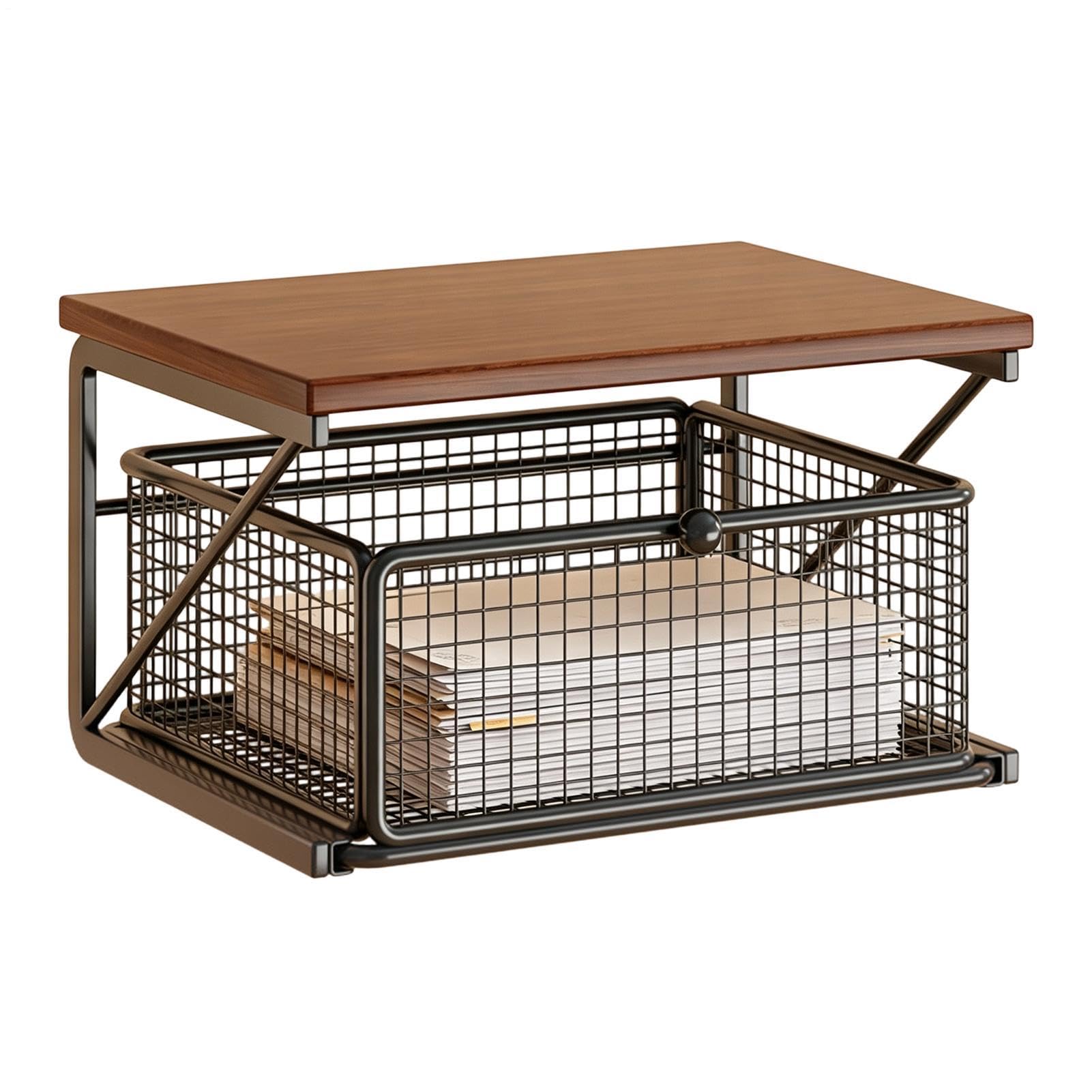 Mensola Sopra Microonde Organizer 2 Ripiani Per Stampante E Macchina Caffè | Organizer Cucina con Cassetto Per Pelle, Cancelleria, Ufficio, Bustine Tè, Spezie, Verdura E Frutta