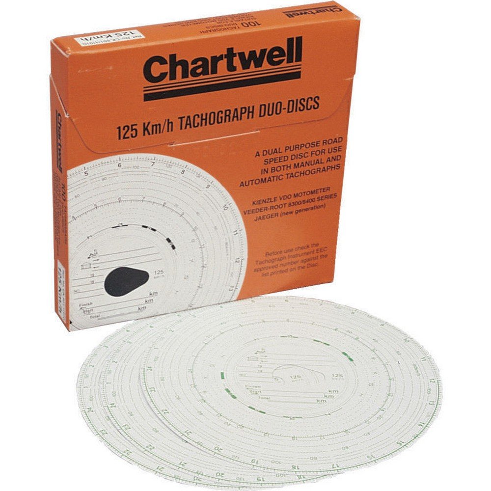 Exacompta Chartwell Tachograph Charts, EC-approved, 100 Discs Per box