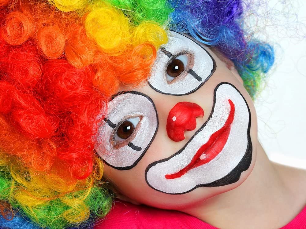 Artonezt Non Toxic Skin Friendly Neon UV Glow Body Face Paint for Holi Party (6 Shades 300g) + Unisex Multicolor Colorful Fancy Joker Clown Malinga Hair Wig Holi Halloween Festival Costume 1