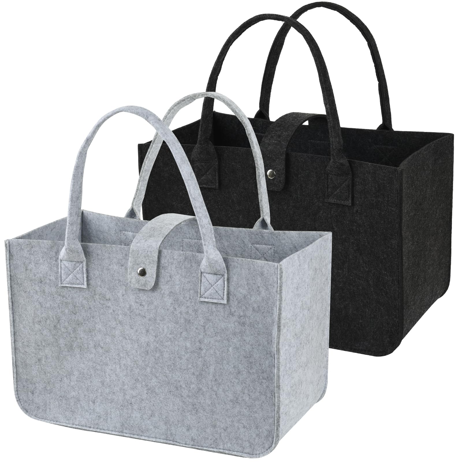 YueNepenth 2 reusable shopping bags 20L large capacity dark grey light grey tote bag Environmental protection bags for daily travel grocery bag lunch bag commuter bag book storage and so on