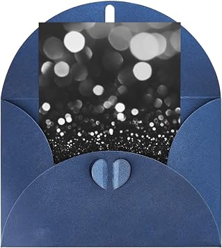 Blank Cards and Envelopes, Black White Glitter, Blank Greeting Cards, Blank Cards for All Occasion - Blue