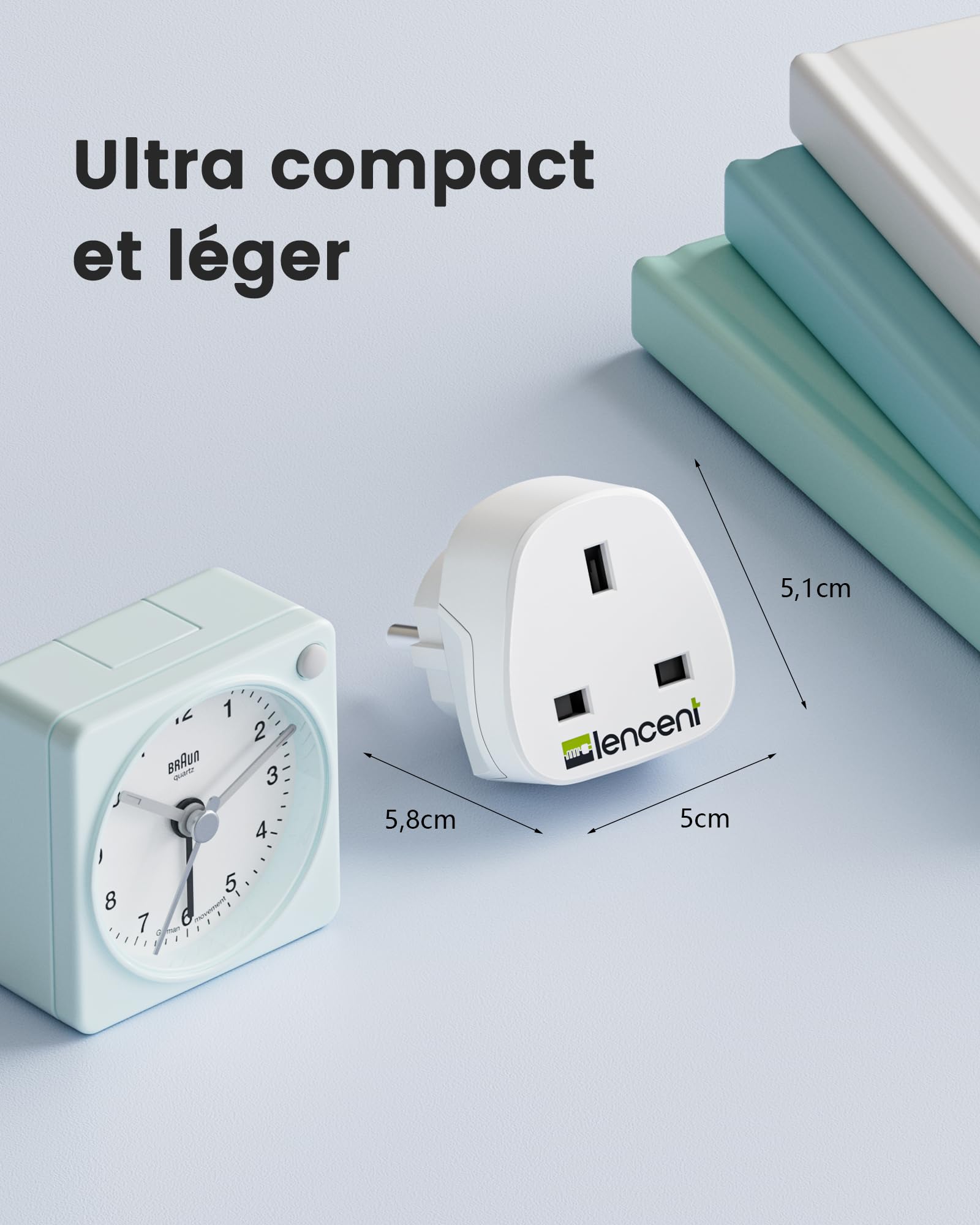 LENCENT Adaptateur Prise UK vers France/Europe, Prise Type G vers Type E, Adaptateur pour appareils électriques Britanniques vers la France, Prise Anglaise vers française 2 Pièces