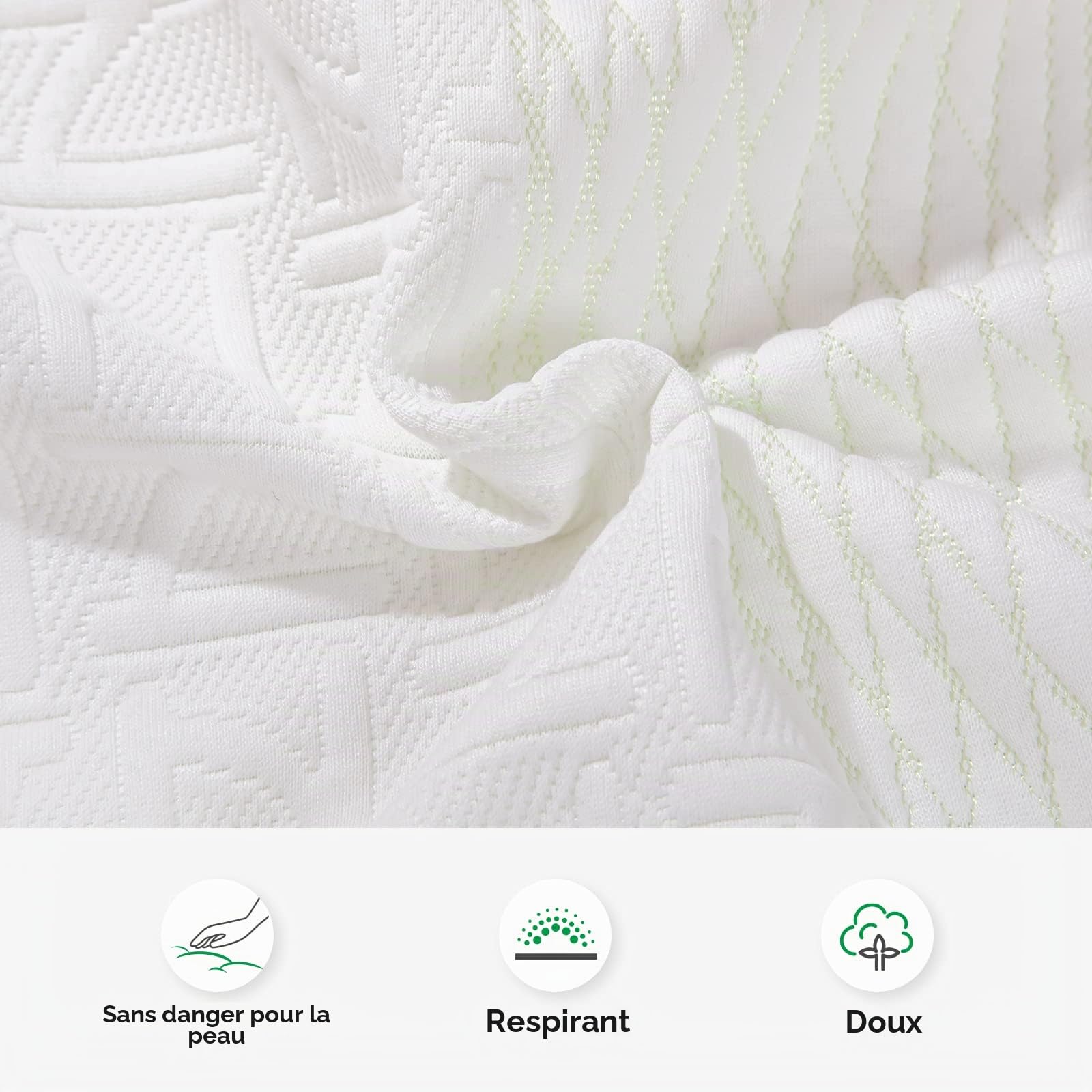 Novilla, Surmatelas 90x190 Mousse à Mémoire de Forme en Gel, 5 cm Sur-Matelas avec 4 Coins Elastiques, Housse Lavable, Moelleux et Respirant, Blanc