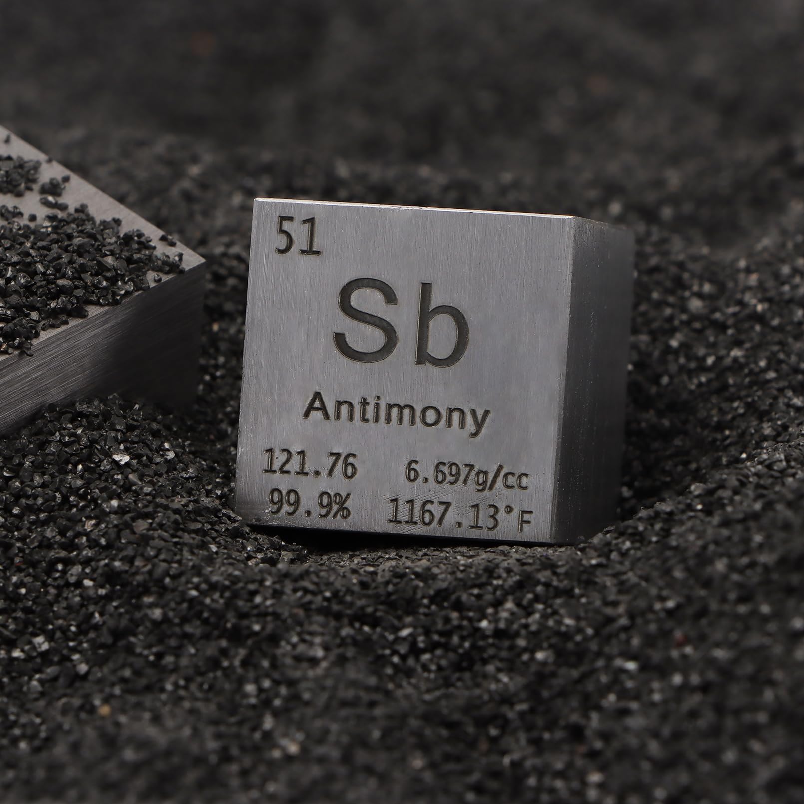 Cube antimoine de 25,4 mm en métal de 25,4 mm - En métal pur - Haute densité - Pour éléments - Collections - Laboratoire - Expérience - Matériel Loisirs