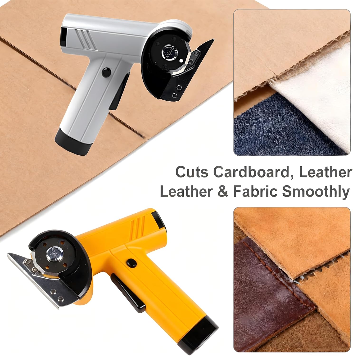 Rechargeable High-Speed Cardboard Cutter, Cordless Electric Scissors, Rechargeable Cardboard Box Cutter, Powerful Shears Cutting Tool for Fabric Electric Box Cutter Leather Felt (White+Yellow)