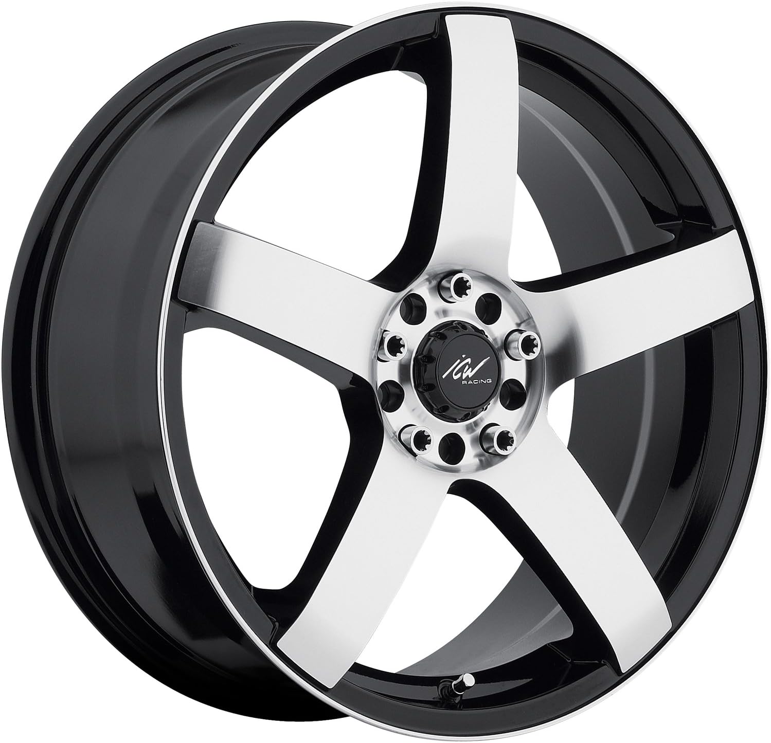ICW Mach 5 18 Machined Black Wheel / Rim 5x100 & 5x4.5 with a 42mm Offset and a 73 Hub Bore. Partnumber 216MB-8751842