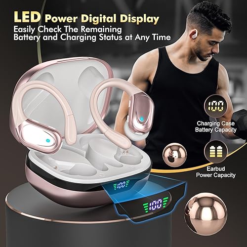 Miniatura 7 de Wireless Earbuds, Sports Bluetooth Headphones, 80Hrs Playtime Ear Buds with LED Power Display, Noise Canceling Headset, IPX7 Waterproof Earphones