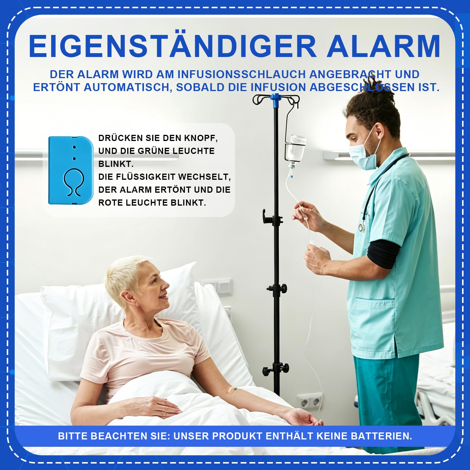 Der Tragbare Infusionsständer ist Zwischen 90 und 190 cm Höhenverstellbar und Verfügt über 4 Haken und 3 Netztaschen, Wodurch er Sich für Krankenhäuser Die Häusliche Pflege und Kliniken Eignet