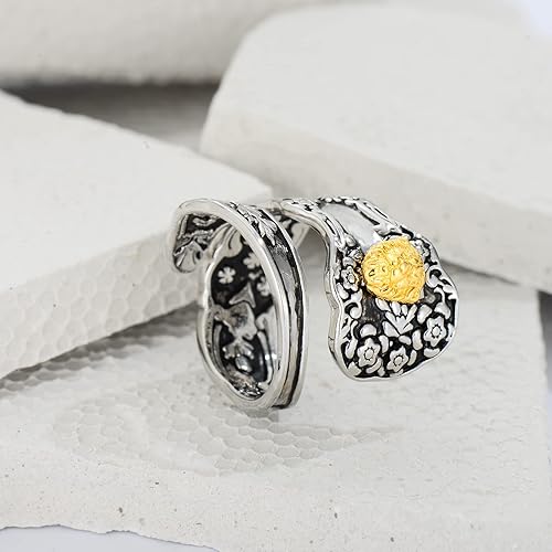 Miniatura 4 de Spoon Ring for Women Mushroom Moon Lion Bee Handmade Statement Wraparound Adjustable Size Thumb Fashion Bug Jewelry
