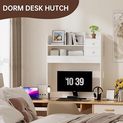 Miniatura 6 de YGYQZ Estantería de escritorio, gabinete de almacenamiento para escritorio de computadora, estante organizador de escritorio de 2 niveles con Blanco