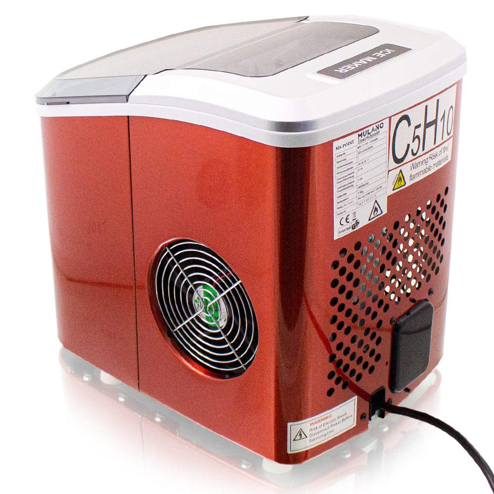 Eiswürfelmaschine Edelstahl Eiswürfelbereiter Eiswürfel Ice Maker Eis Maschine Icemaker (Orange)