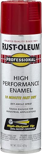 Rust-Oleum 7564838 Pintura en aerosol profesional de esmalte de alto rendimiento, 15 onzas, rojo seguro brillante