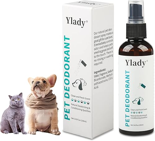 YLady Espray desodorante para mascotas, 3.4 fl oz de aerosol desodorante para mascotas para perros y gatos, spray de perfume para mascotas
