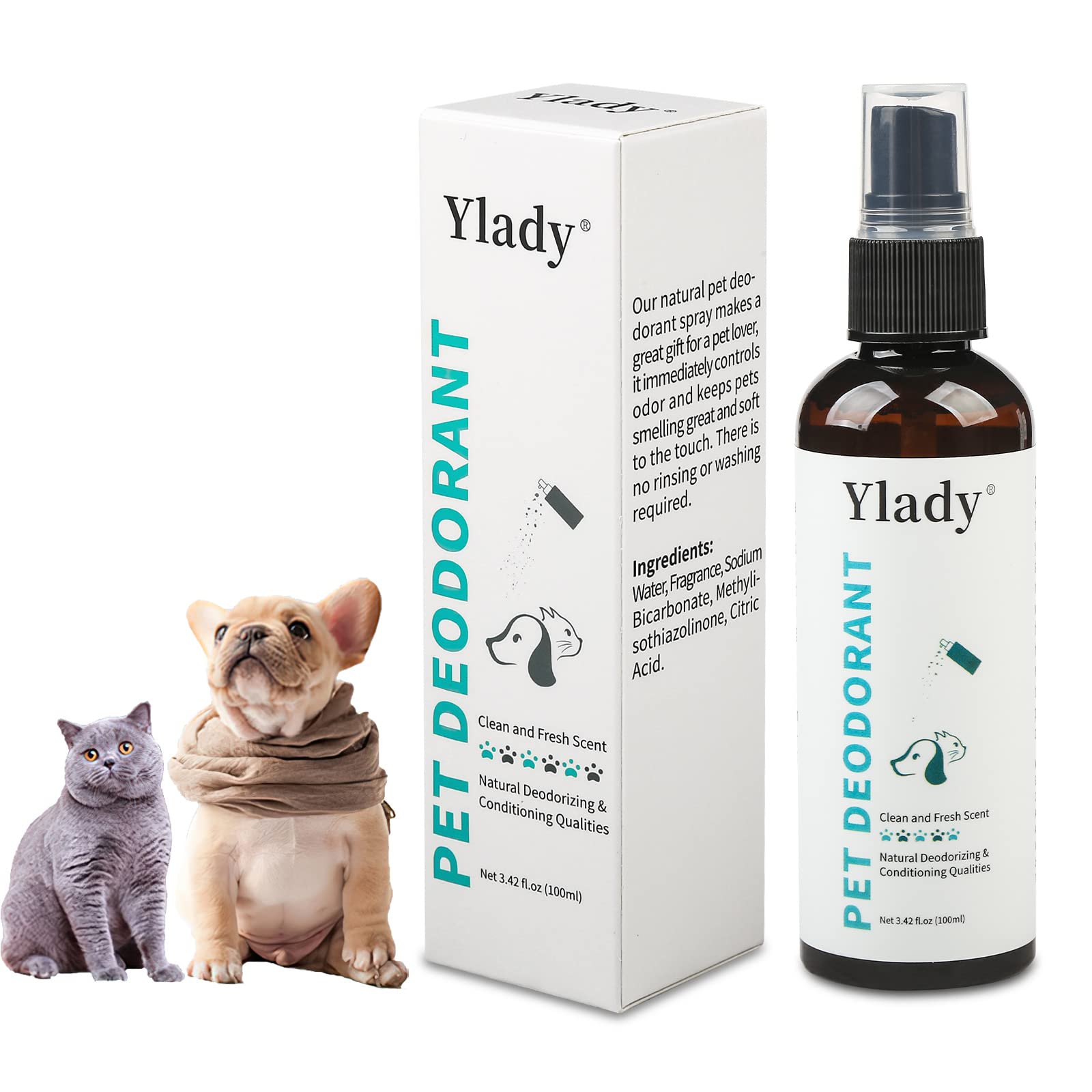 Dog Deodorant Spray, 100ml Cat Deodorising Spray Pet Perfume Spray Eliminate pets odour, Dog Spray for Smelly Dogs Dry Shampoo Grooming Spray Fresh Scent and Moisturizing Cleaning Skin and Fur