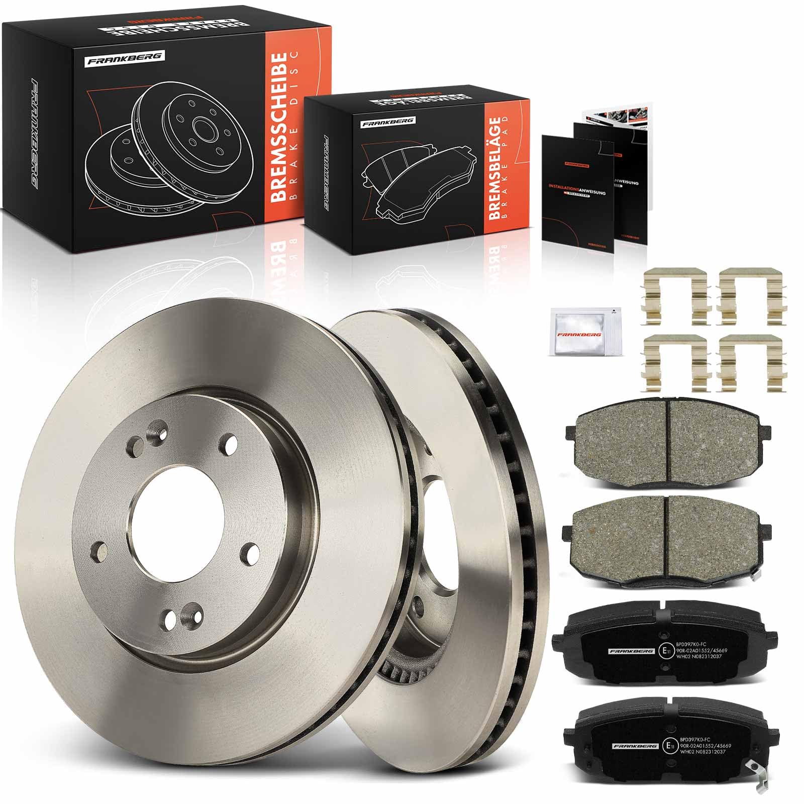 Frankberg Bremsensatz inkl. 2x Bremsscheiben + 4x Bremsbeläge Vorne Kompatibel mit i30 FD Cee'D Schrägheck ED Pro Cee'D ED Cee'D SW ED i30 Kombi FD Replace# K2JA3328ZA