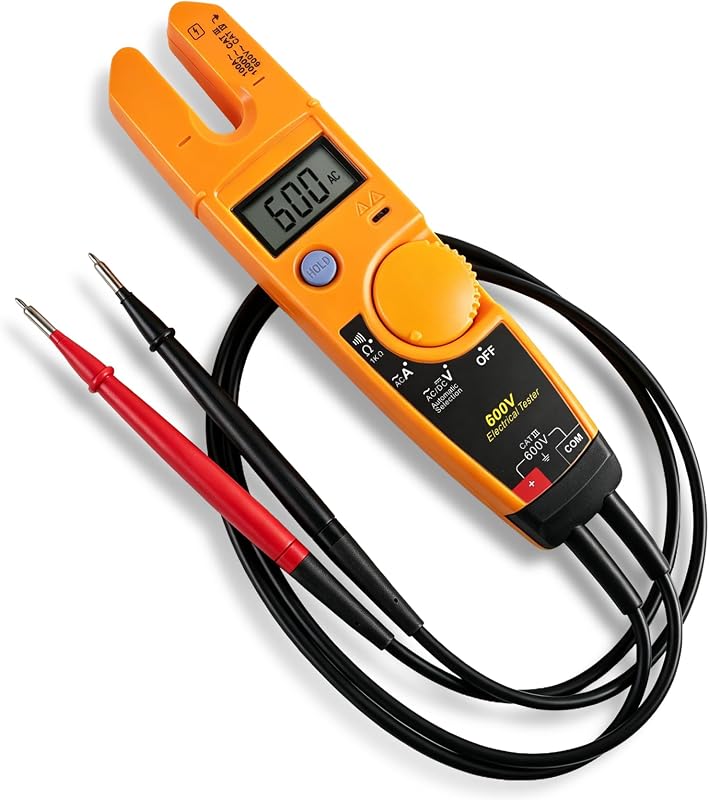 T5-600 Electrical Tester Replacement for Fluke Meter, 600V Electrical Meter for AC Voltage, Current & Continuity Testing, Open Slot Amp Meter with Thin Probes, Auto Range Multimeter for Electricians