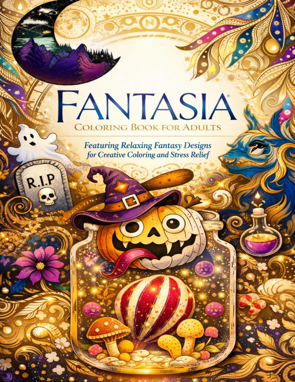 Fantasia Coloring Book for Adults Featuring Relaxing Fantasy Designs for Creative Coloring and Stress Relief