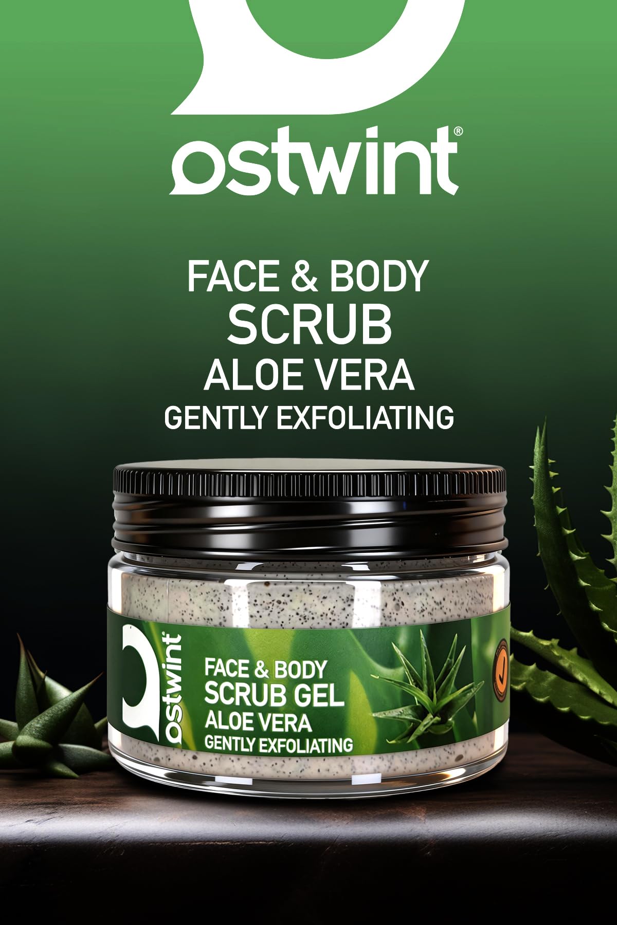 Ostwint Yüz ve Vücut Peeling Scrub Aloe Vera 300 ml, Cilt Temizleyici, Pürüssüzleştirici, Dolaşımı Hızlandırıcı