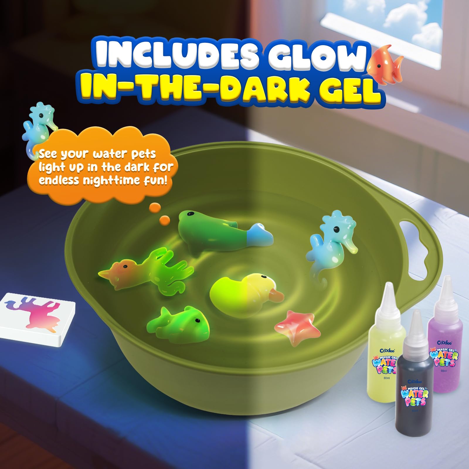 Magic Water Elf Toy Craft Kits for Kids, DIY Your Own Aqua Fairy Water Pets & Squishy Maker Toys with 10 Magic Gels and 8 Molds, Art Supplies Arts and Crafts for Kids Boys and Girls Ages 4-8 6-8