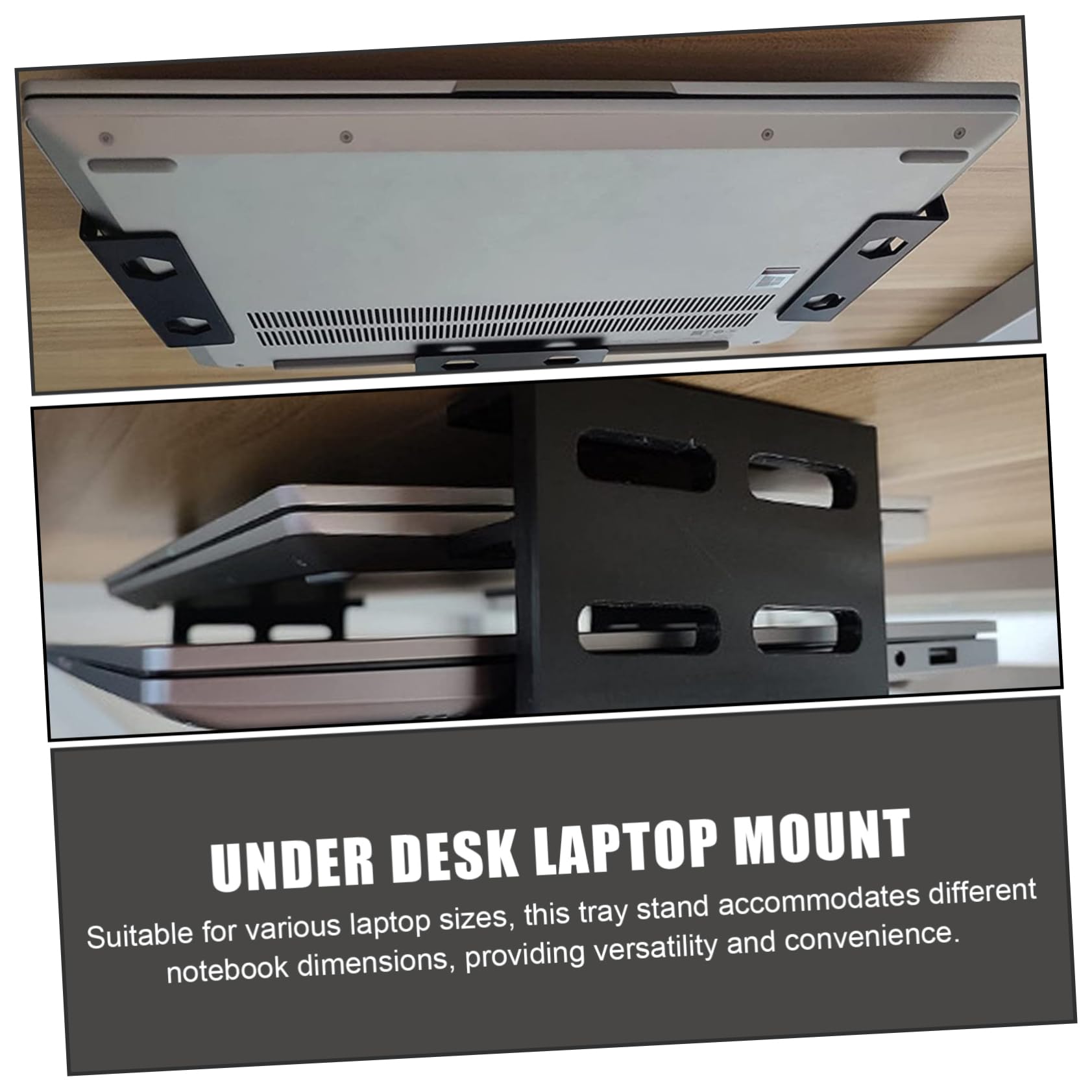 Housoutil 1set Desk Laptop Mount Double-Layer Laptop Support for Tidy Workspace Easy Installation Included Screws