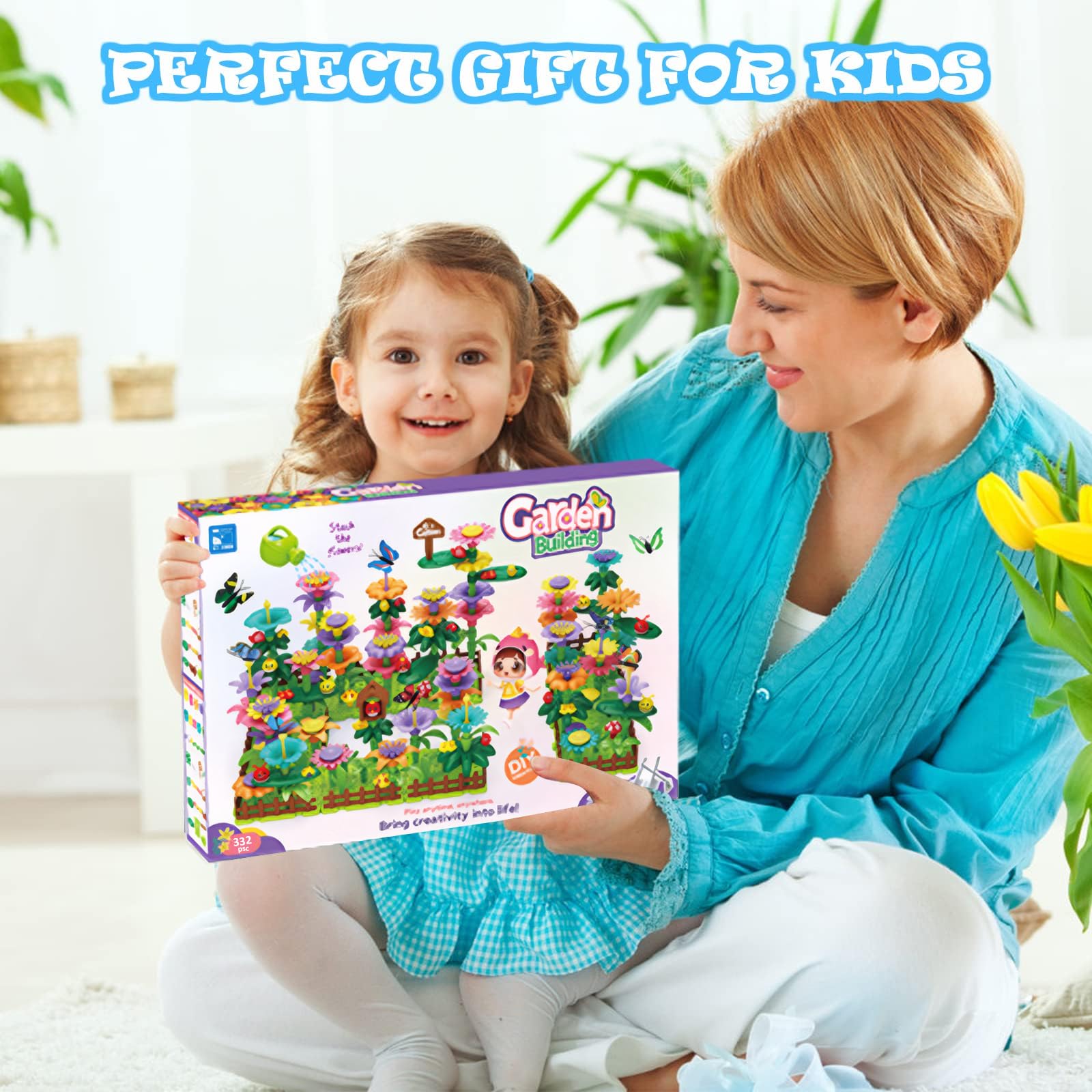 Cyiecw 332 Pezzi Giocattolo Fiori Da Giardino Per Bambini 4+ Anni – Set Bouquet Fai Da Te In Cassetta Per Costruire