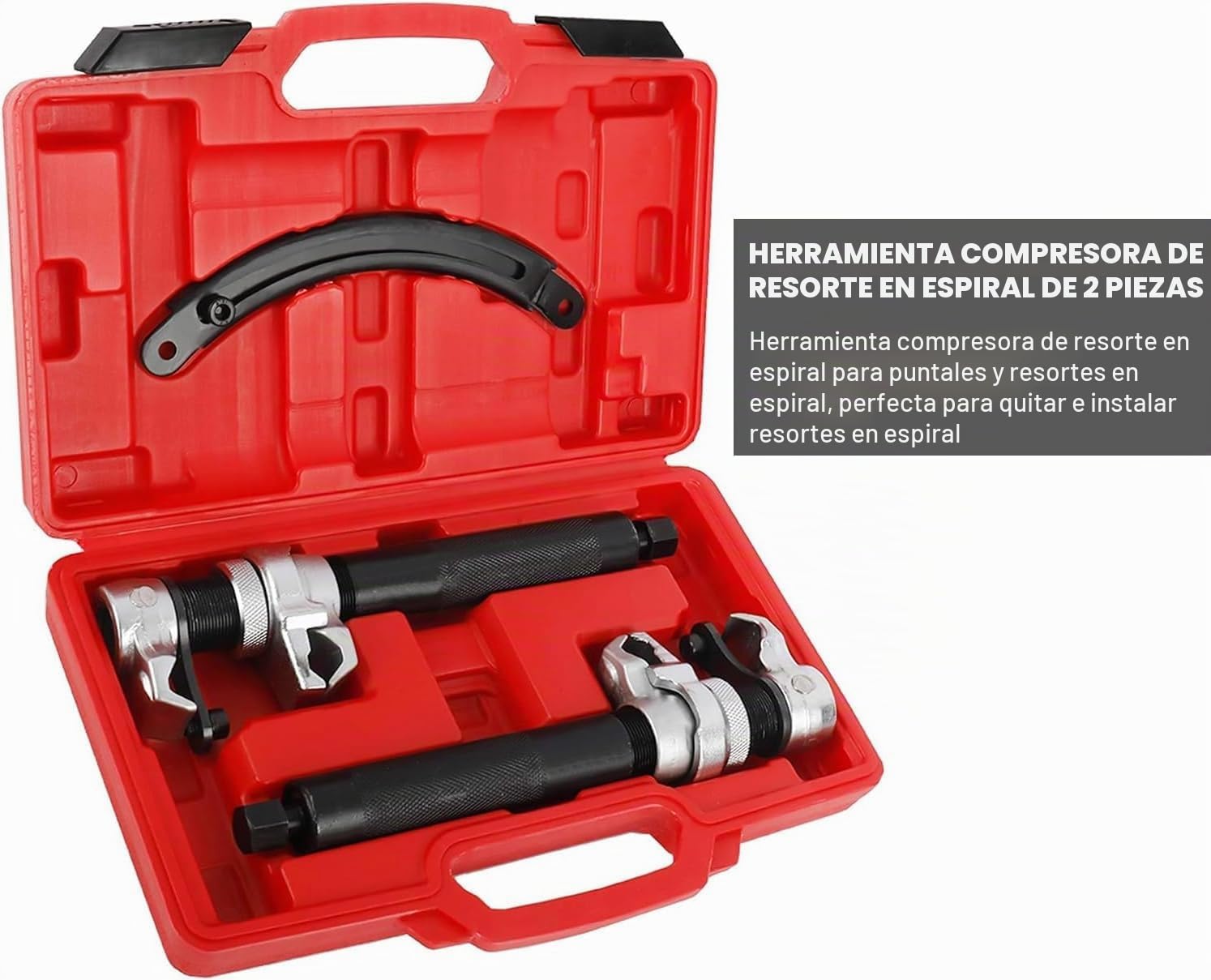 FreeTec Juego de tensores de muelle de 3 piezas | Herramienta profesional para muelles de vehículos | Tuning y rebajado | Tensor para amortiguadores | Carga de 1,2T (1200kg) (Rojo)