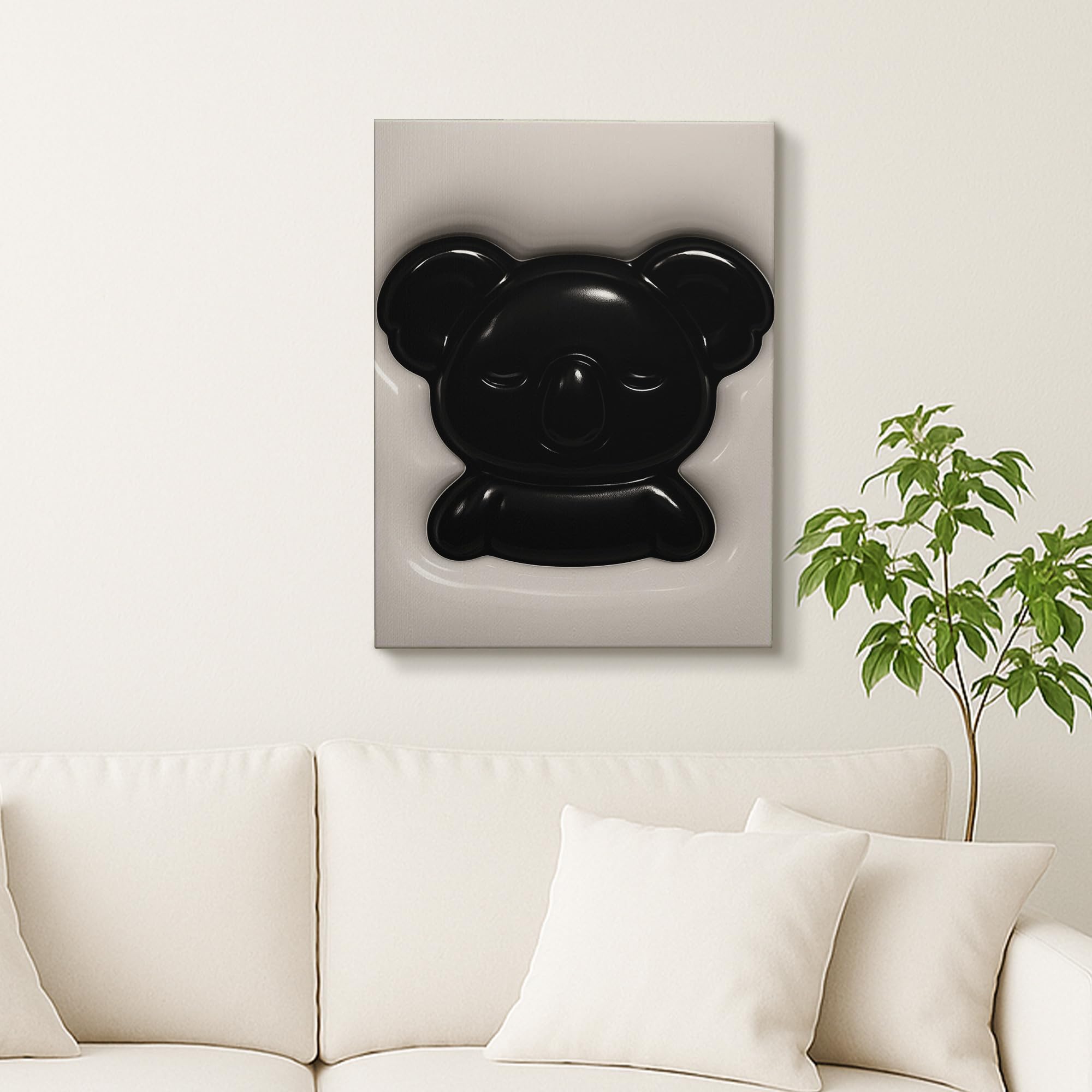 Amazon.com: Cute Black Koala Canvas Wall Art, Monochrome Animal