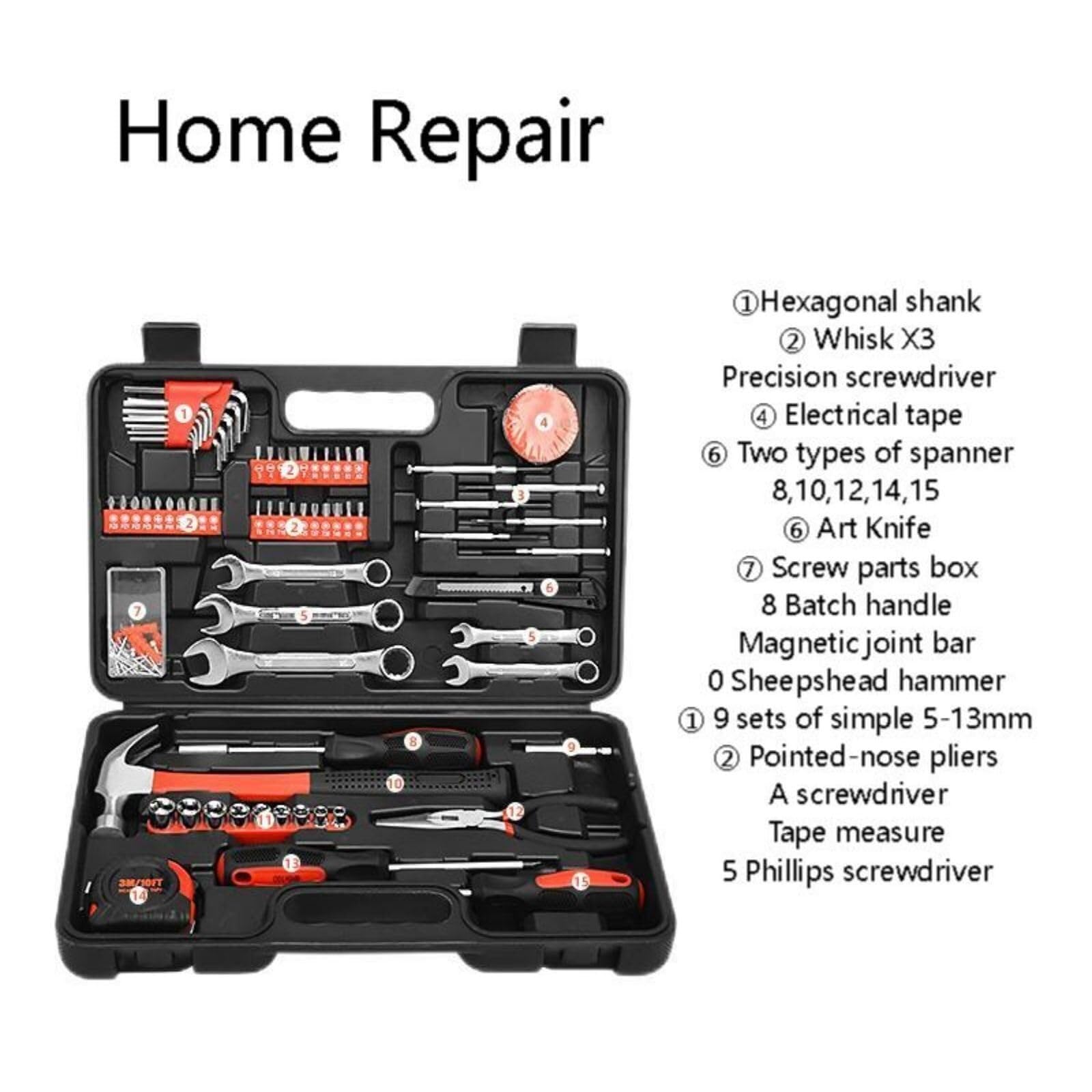 146-Piece Multi-Purpose Automotive and Household Tool Kit in Toolbox Storage Case Perfect for General Home herramientas
