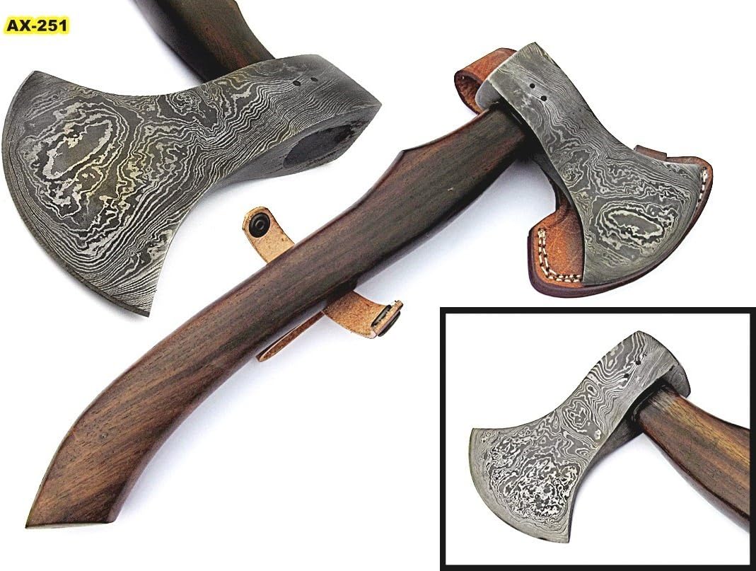 Limited Stock DIST Ax-251, Custom Handmade Damascus Steel 13.4 Inches Axe - Beautiful Rose Wood Handle Exclusive Discount 50% Price DIST Ax-251, Custom Handmade Damascus Steel 13.4 Inches Axe - Beautiful Rose Wood Handle