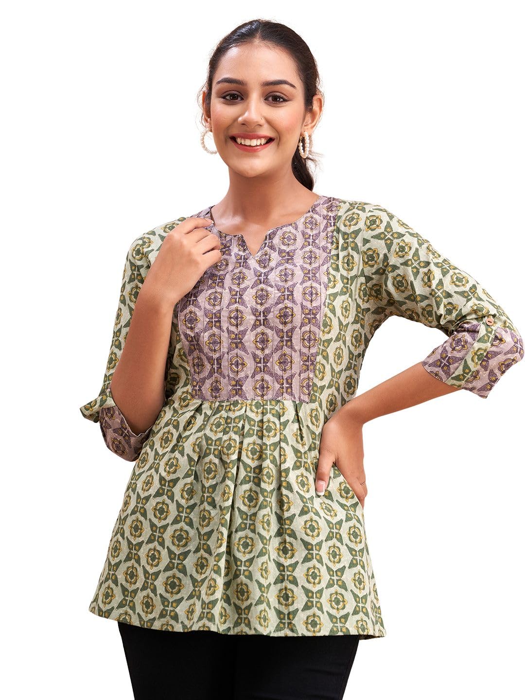 feranoid Women's Cotton Printed Casual Wear Short Kurti