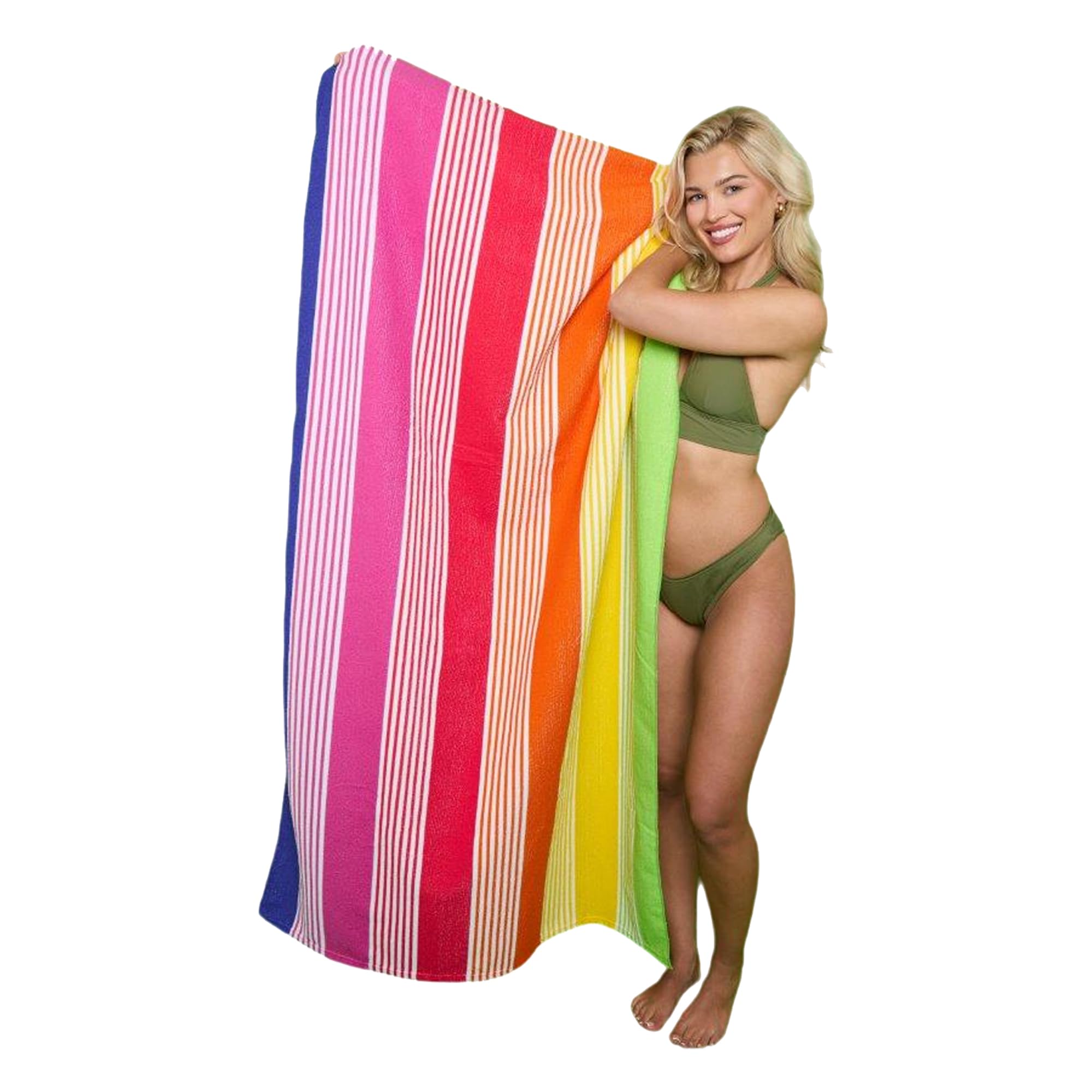 Lions Beach Towels - 100% Polyester - Sand Free Cabana Stripe Beach Towels for adults 100x200cm - Extra Large Microfibre Pool Towel, Quick Dry Lightweight, Ideal for Swimming